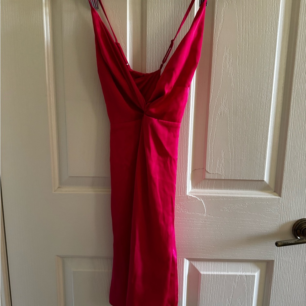 Express Fuchsia Twist-Front Midi Dress